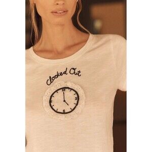 Anthropologie LyreBird Cotton Short-Sleeve Baby Tee Blouse Top Lace XXS 284219